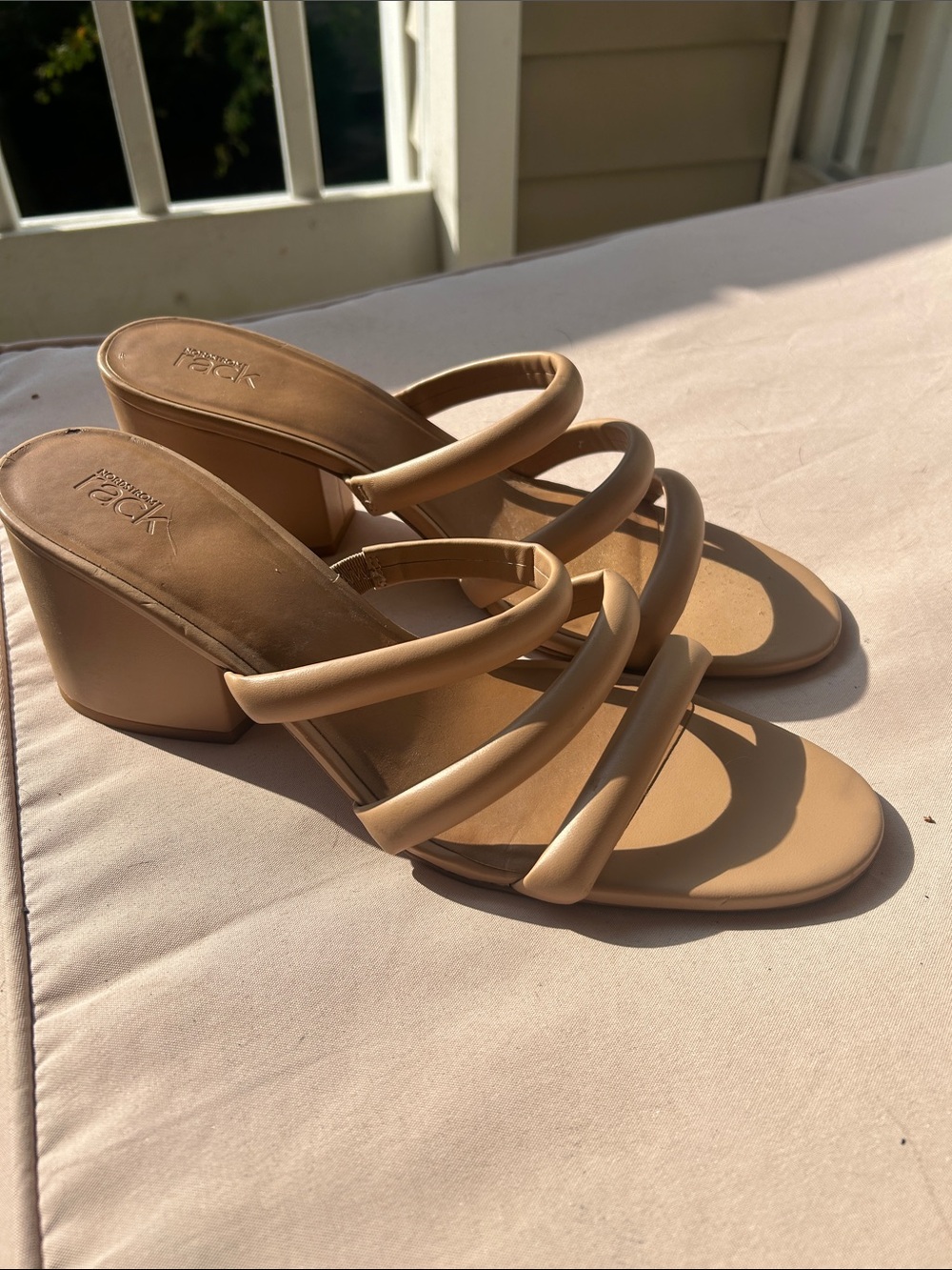 Vince Camuto Nude Multi-Strap Block Heel Sandal